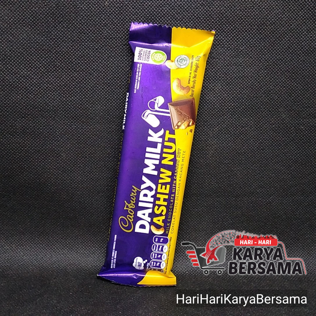 

MAKANAN RINGAN COKELAT BATANG CADBURY DAIRY MILK CHOCOLATE CASHEW NUT 62GR