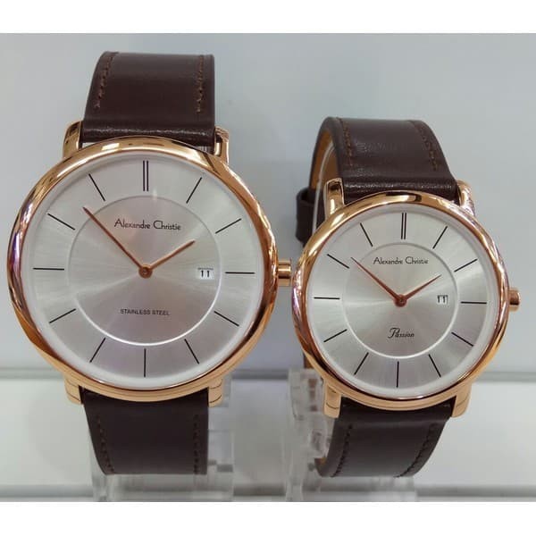 alexandre christie ac 8589 couple coklat rose gold