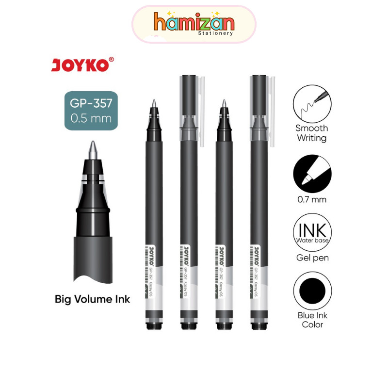 

( 1pcs ) Gel Pen / Pulpen Gel joyko Gp-357 Kazey 05 / Gel Pen Pulpen Pena Joyko GP-357 Kazey - Black 0.5mm Murah Berkualitas