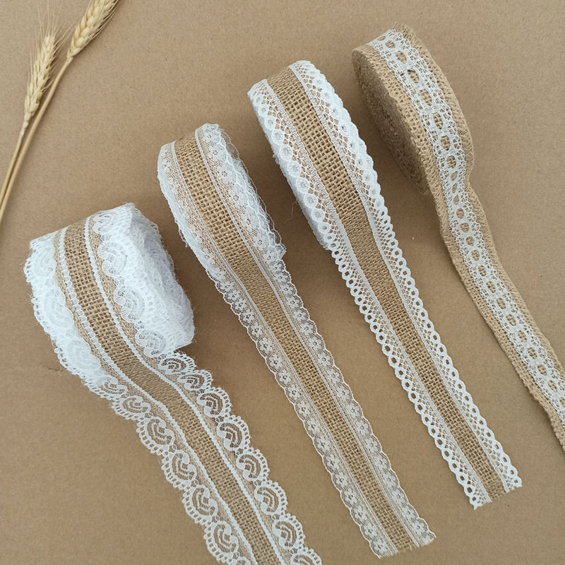 

2M 5M Natural Jute Burlap Ribbon Rustic Vintage Wedding Decor Hessian Lace Jute Roll Merry Christmas Party Supplies DIY