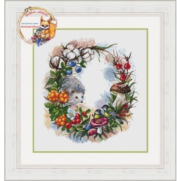 

DIY Embroidery Set, Cross Stitch Kit, Canvas, DMC Threads, Craft Gifts, Wreath in the forest, 14CT, 18CT, 25CT, 35-37