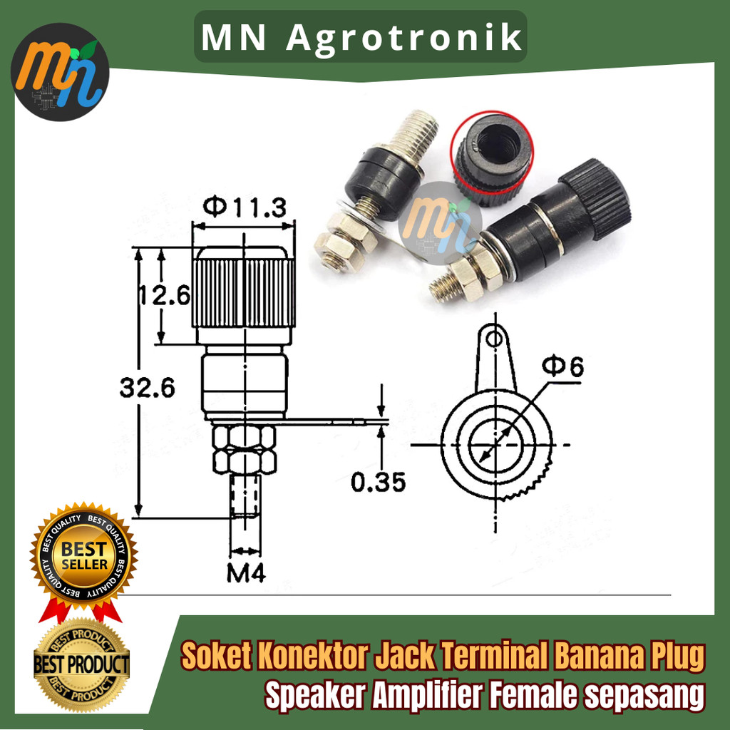 Soket Konektor Jack Terminal Banana Plug Speaker Female 1 set pasang