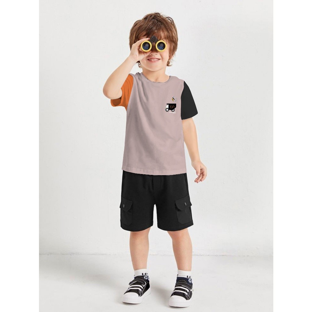 Baju kaos atasan anak laki laki dan perempuan gambar Mobil truck Gambar kecil