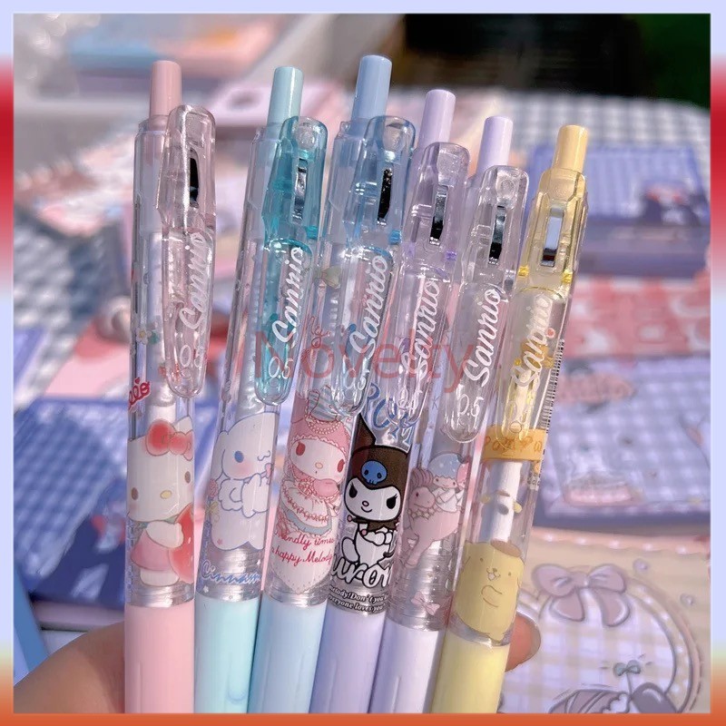 

Novelty 6 Buah/Set Pena Gel Mekanis Sanrio/Pena Bolpoin Mekanis Kartun Tinta Hitam-0,5mm