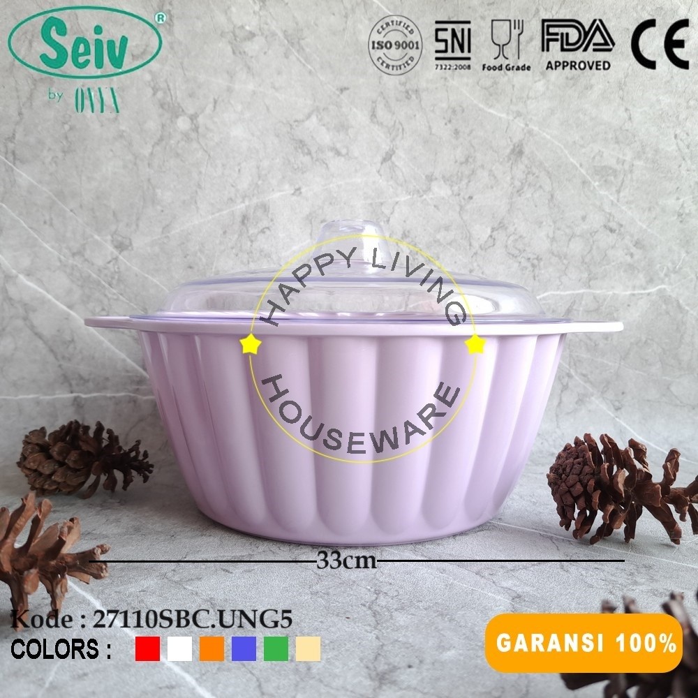 SEIV by Onyx Ungu Casserole Round 11in Melamin Tempat Saji Bulat Wadah Saji Prasmanan Tutup Transpar