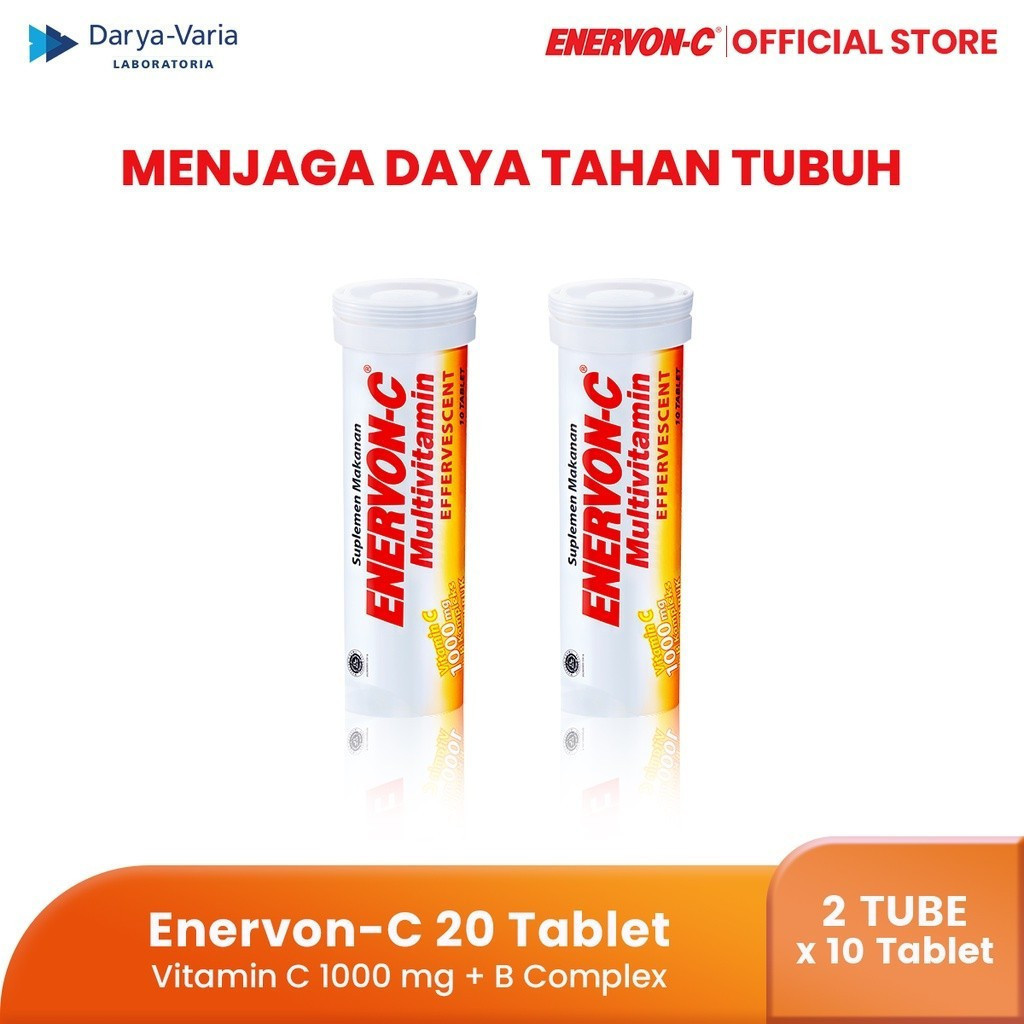 Enervon-C Effervescent Vitamin C dan B Complex Isi 20 Tablet (2 Tube x 10 Tablet)