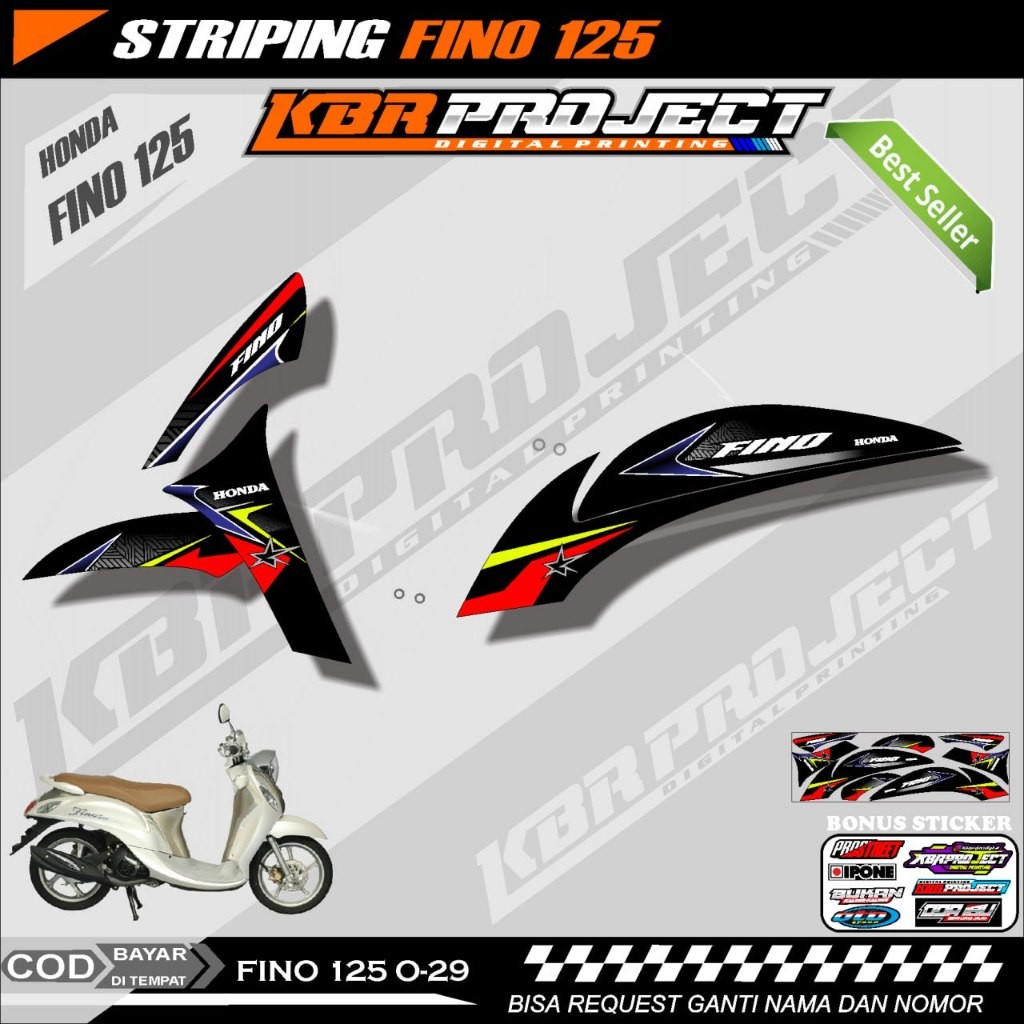 FINO 125 STIKER STRIPING PREMIUM MOTOR KEREN LIS VARIASI FINO 125 STIKER MOTOR YAMAHA DESAIN RACING