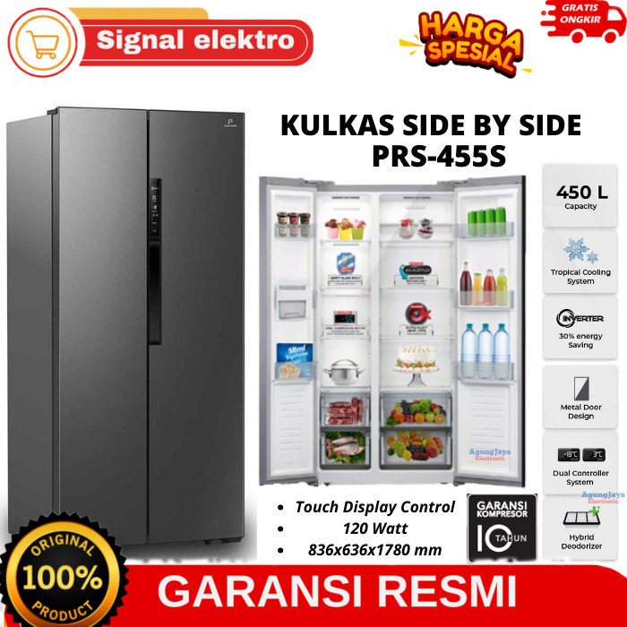 KULKAS POLYTRON PRS 455S INVERTER SIDEBYSIDE 450LITER GARANSI RESMI