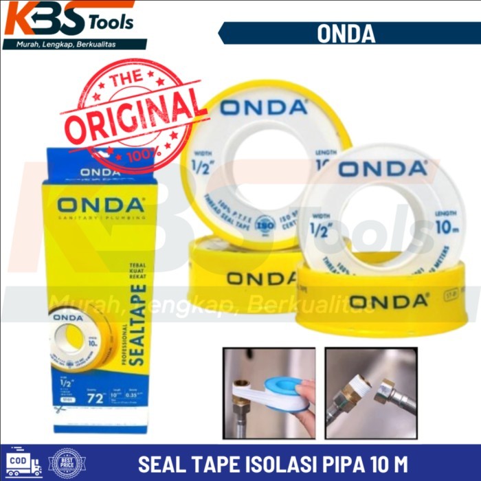 

Seal Tape Onda 12 mm 1/2'' x 10 Meter Sealtape Isolasi Pipa Kran Air