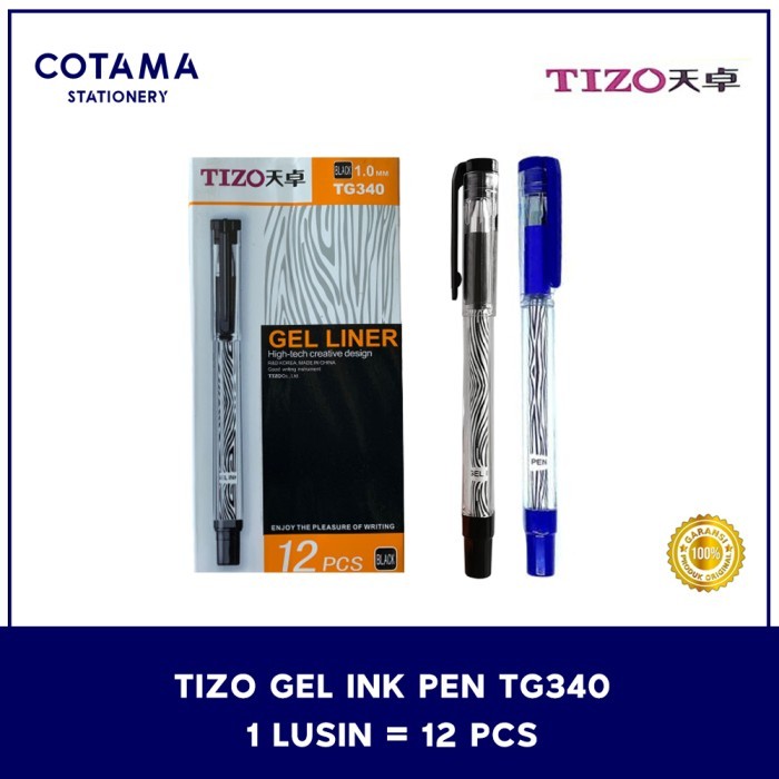 

[Best Seller] Pulpen Gel TIZO TG340 Hitam Biru 1.0 mm / Pen Tanda Tangan - 1 lusin isi 12 pcs - Biru