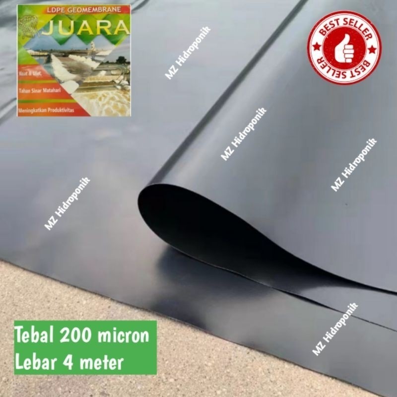 Plastik  geomembran juara/plastik uv hitam ukuran lebar 4 meter tebal 200 micron MEDIAPACK