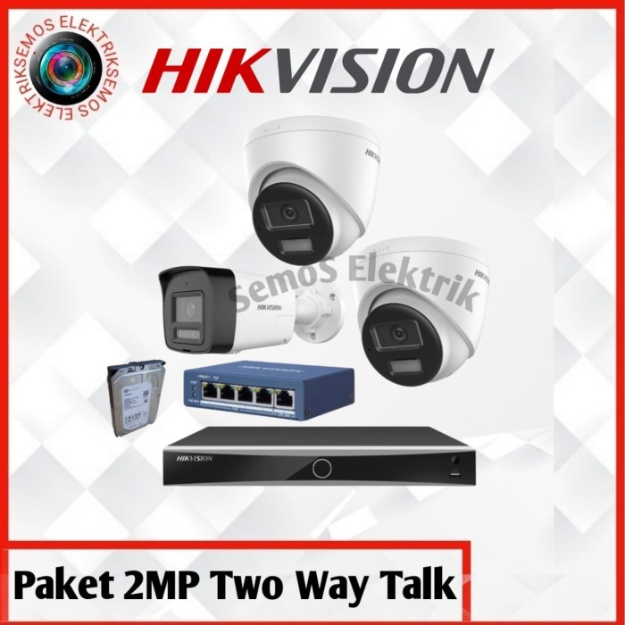 Paket Kamera Hik vision 3 Camera 2 Megapixel IP Camera PoE - Bisa Komunikasi 2 Arah