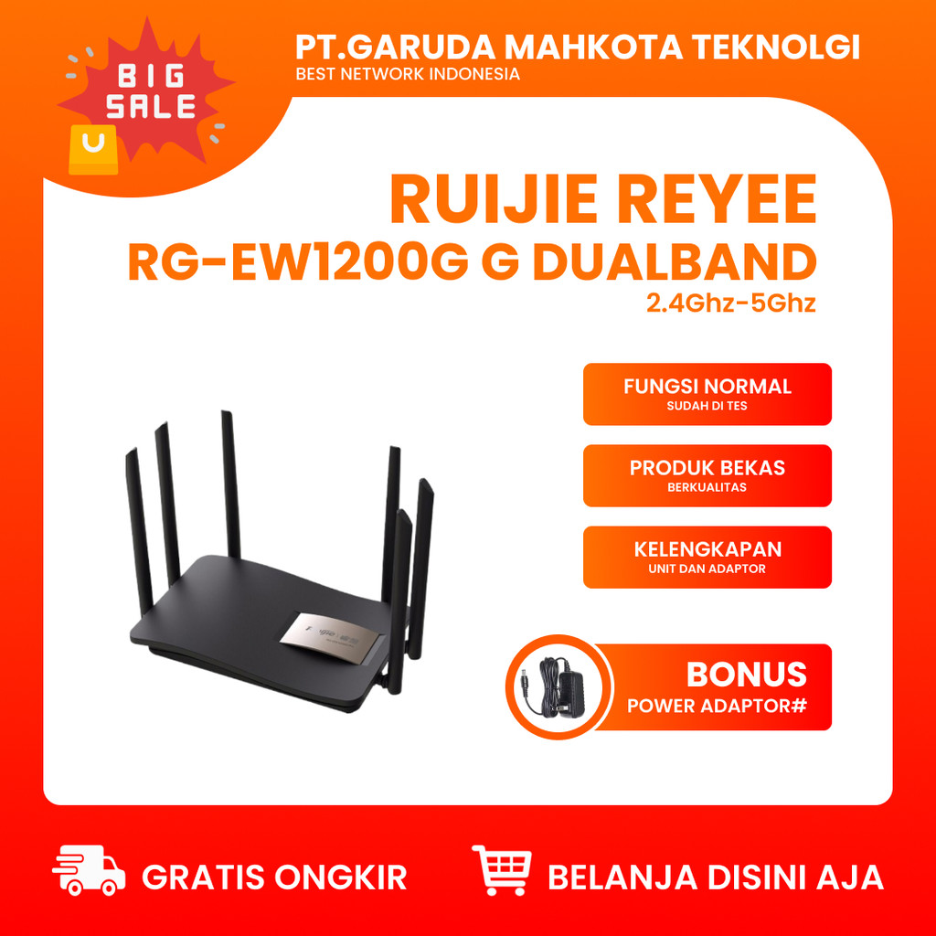 Router Ruijie Reyee RG-EW1200G Dual-band Wireless Router WiFi Bekas Original