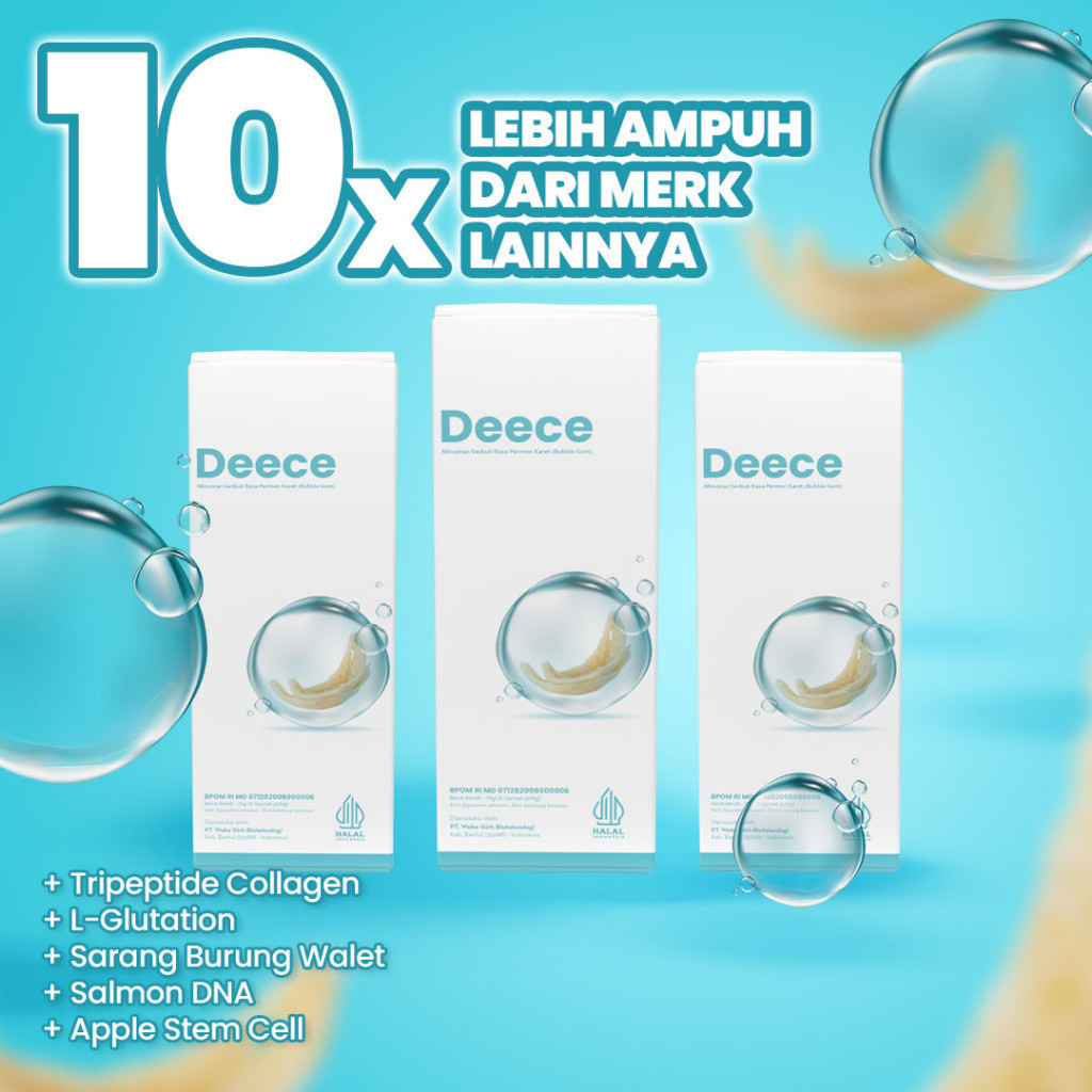 

PAKET 3 BOX DEECE - Minuman Pemutih Kulit Tubuh dan Wajah Deece Luxury Collagen Drink Original