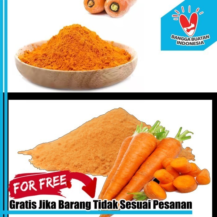 

Bubuk Wortel Kering 250 Gram Dry Carrot Flakes Powder Organik Murni Kemasan Plastik PE Tebal