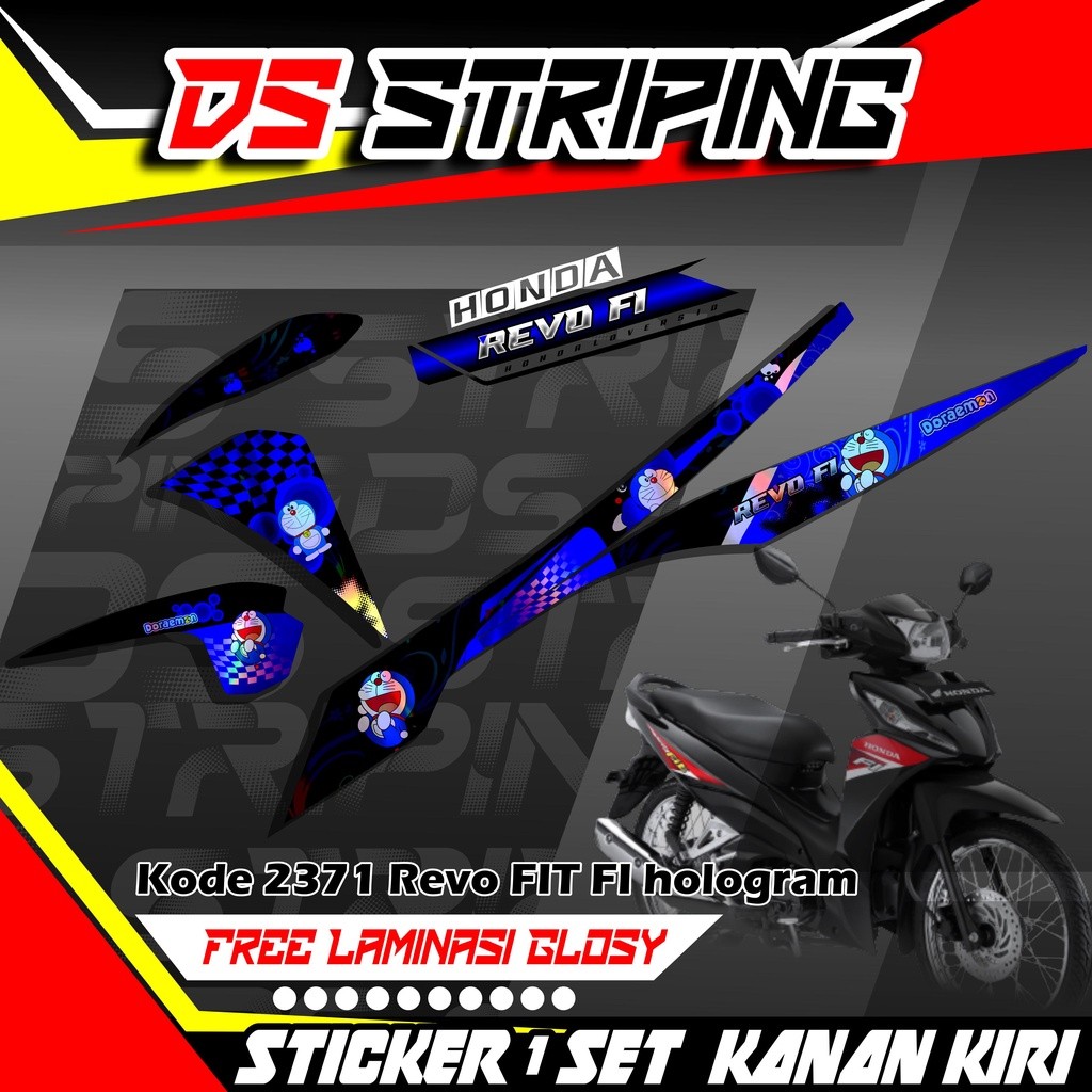 Sticker Striping Motor Honda Revo Fit Fi Motif Lucu Doraemon