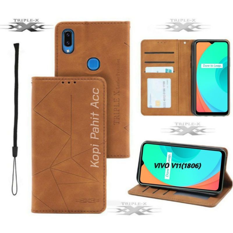 Case Vivo V11 Vivo 1806 Flip Cover Wallet Sarung Hp Casing Dompet Flip Magnet