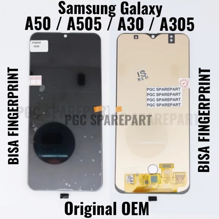 Original OEM LCD Touchscreen Fullset Samsung A30 A50 Bisa Fingerprint - ORI Fingerprint