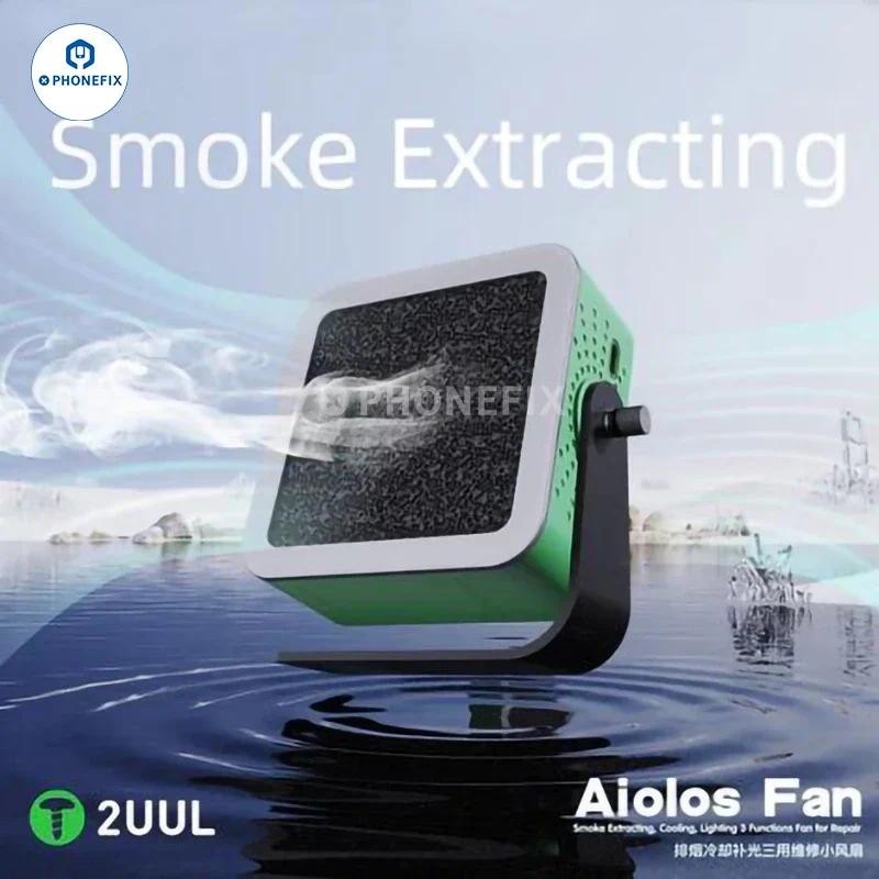 

2UUL 3 in 1 Cooling Smoke Extractor with LED Lighting Portable Mini Cool Down Fume Absorber Fan for Mobile Phone Welding Repair