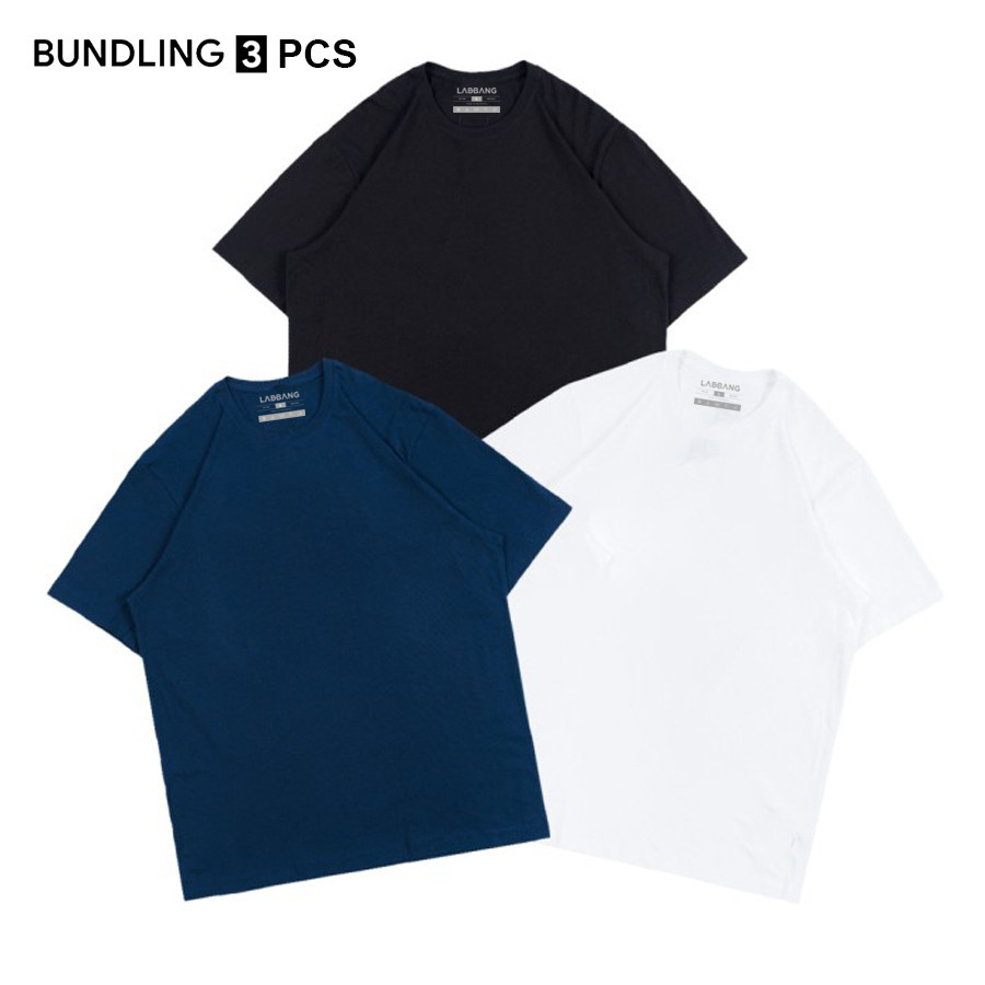 LABBANG Paket Bundling 3 Pcs Koas T-Shirt Pria Navy-Hitam-Putih | T-Shirt Wanita | Koas Original