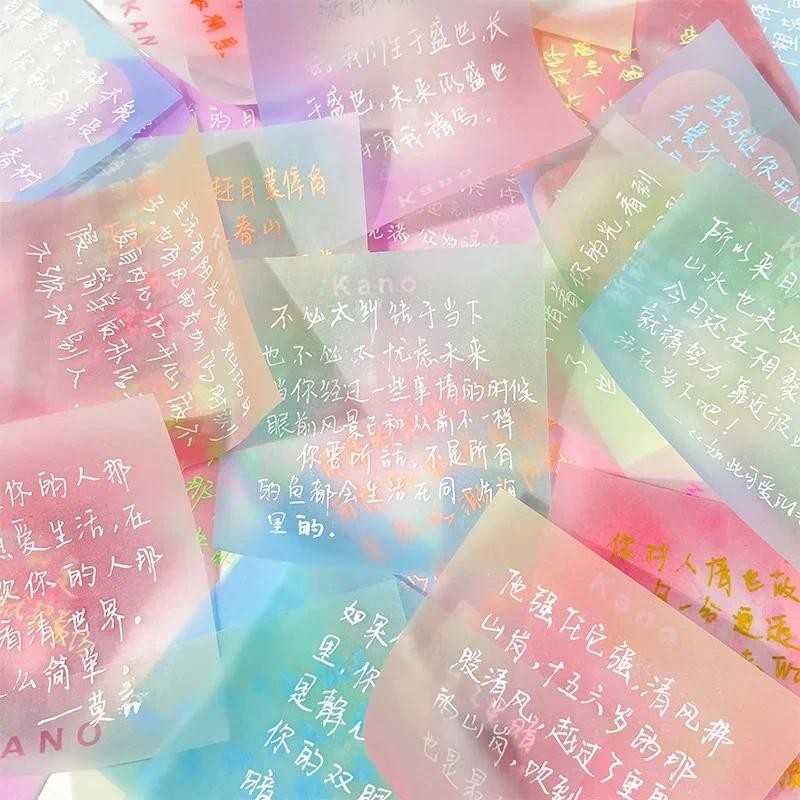 

50sheet/pc Butter Paper Sticky Note Notepad Translucent Memo Pad Stationery Stickers Notepaper Random Color 7.6*7.6cm