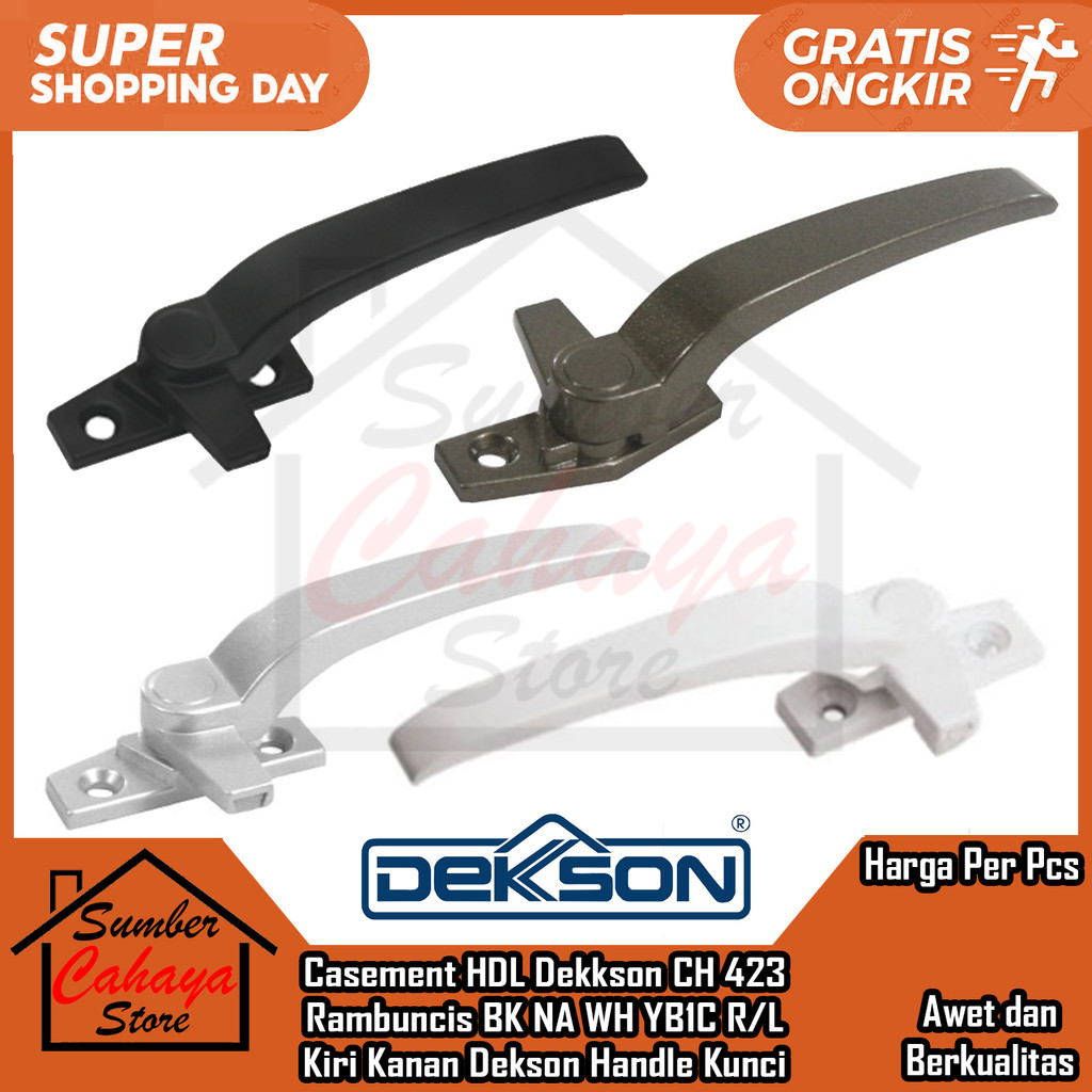 Rambuncis Jendela Casement Handle Aluminium Dekkson Ch 423 L R Bk Na Wh Yb1c Kiri Kanan Dekson Casem