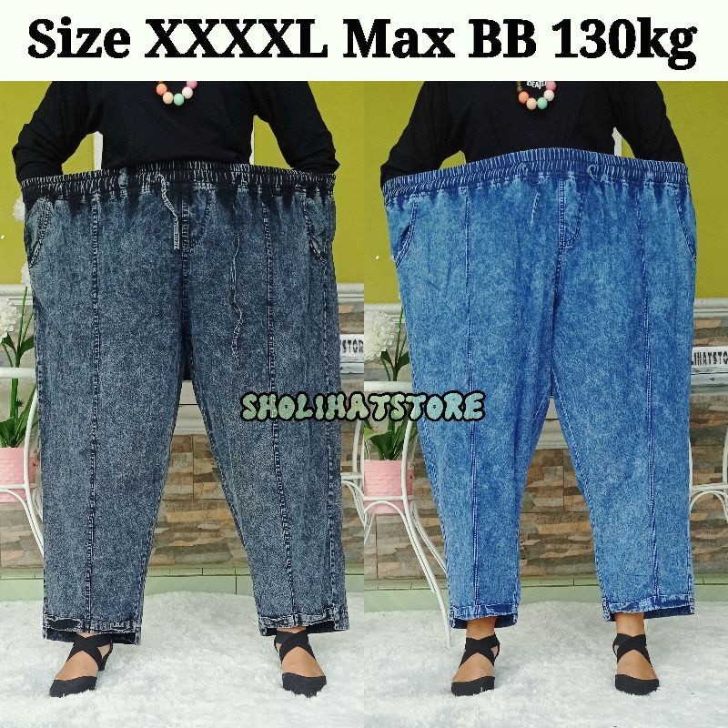 BAGGY PANTS JEANS SNOW WANITA BIG SIZE BB 70KG BB 100KG BB 130KG / BAGGY PANTS SANDWASH JEANS WANITA