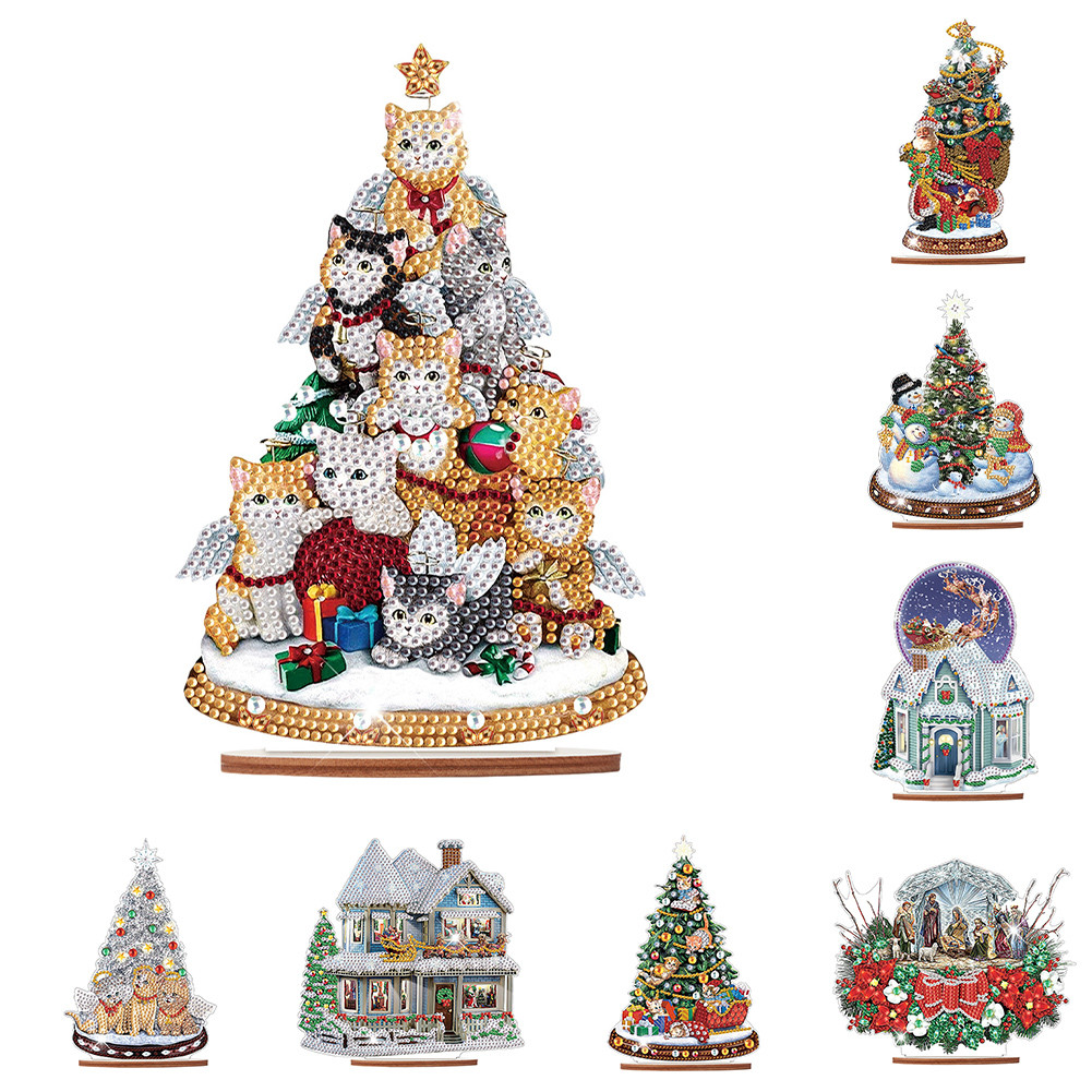 

Wooden Diamond Painting Desktop Ornaments Kit Santa Christmas Diamond Painting Tabletop Ornament DIY Diamond Art Tabletop Decor