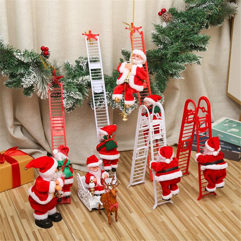 Electric Santa Claus Climbing Rope Ladder With Music Santa Musical Toys For  Tree Home Decor Gifts F