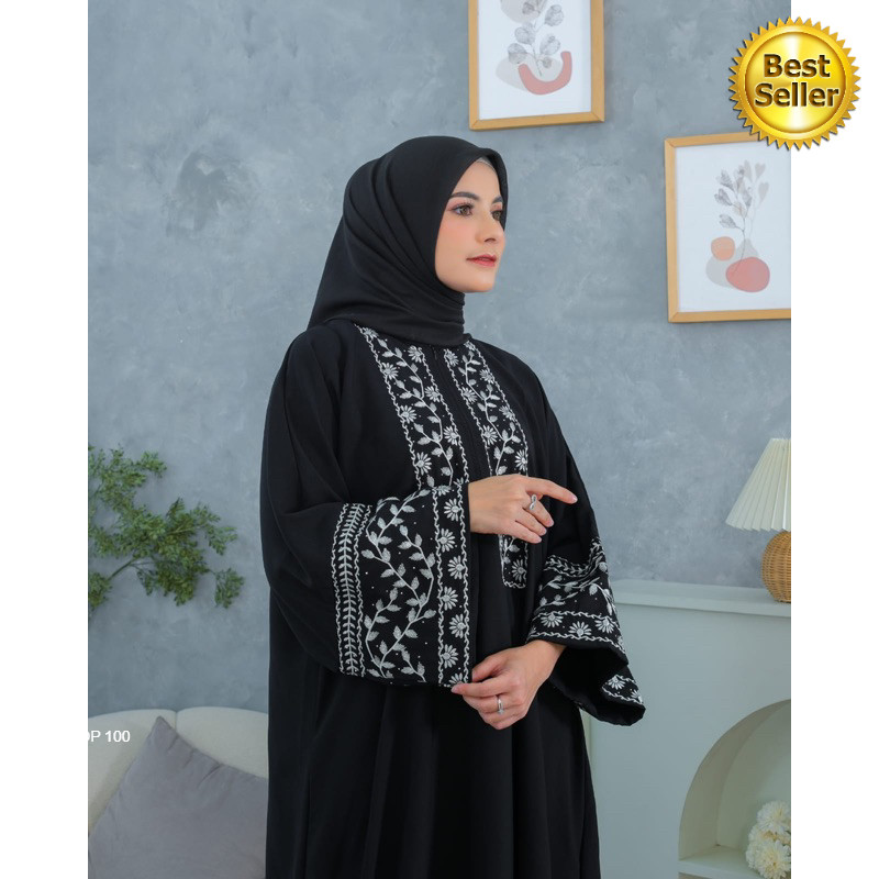 NABILA Abaya hitam bordir turkey abaya umroh Jumbo