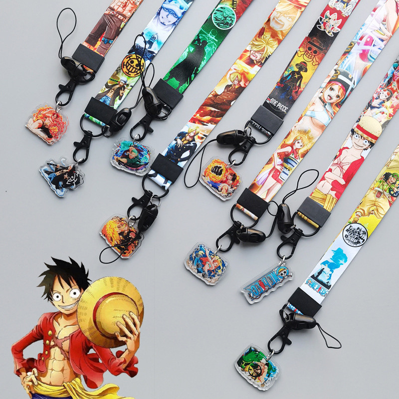 

Japan Anime One Piece Neck Strap Lanyards for Key ID Card Cartoon Luffy Badge Holder Rope Cute Key Chain Toy Gift