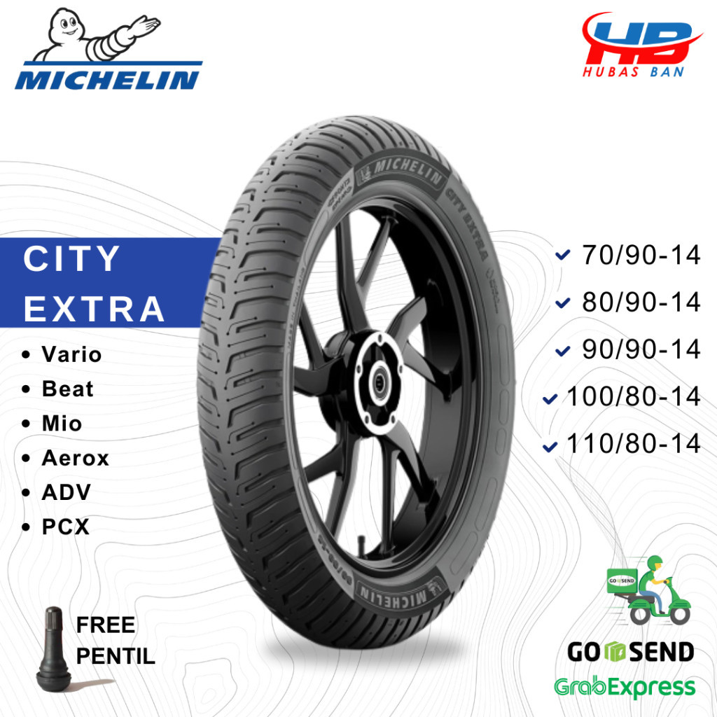 Ban Matic Michelin City Extra 70/90 80/90 90/90 100/80 110/80 Ring 14 Vario Beat Mio Scoopy Aerox AD