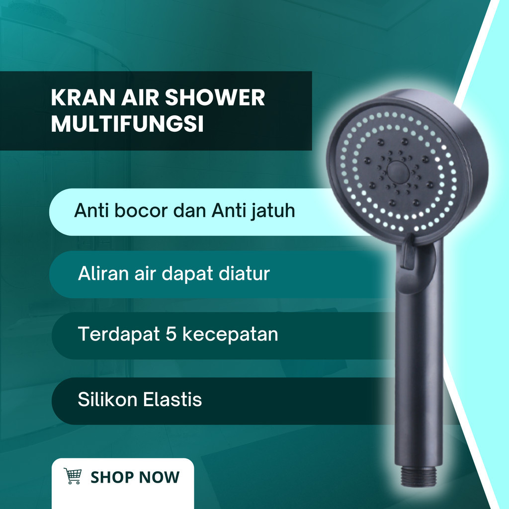 LOWESHOP.ID Hand Shower Black Kepala Shower Mandi Gagang Shower Hitam Kepala Shower Drat Universal H