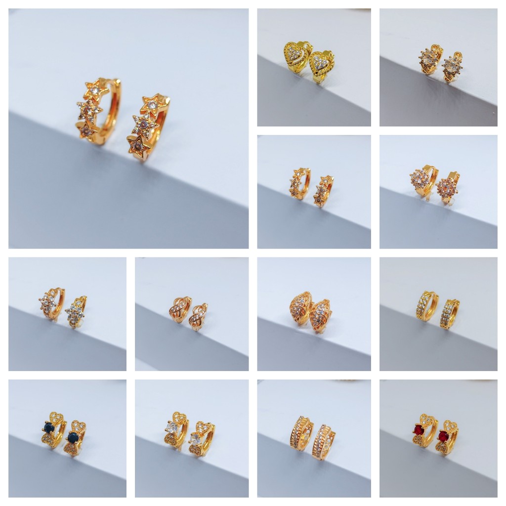 Perhiasan Anting Titanium Wanita Berlapis Emas 24K Gold Muda Anti Karat Dewasa Tusuk Korea Asli Panj