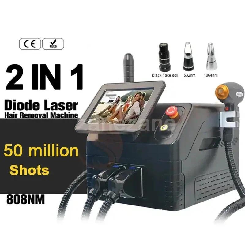 2 in 1 808 diode Laser permanent hair removal q switched nd yag portable picosecond laser tattoo rem