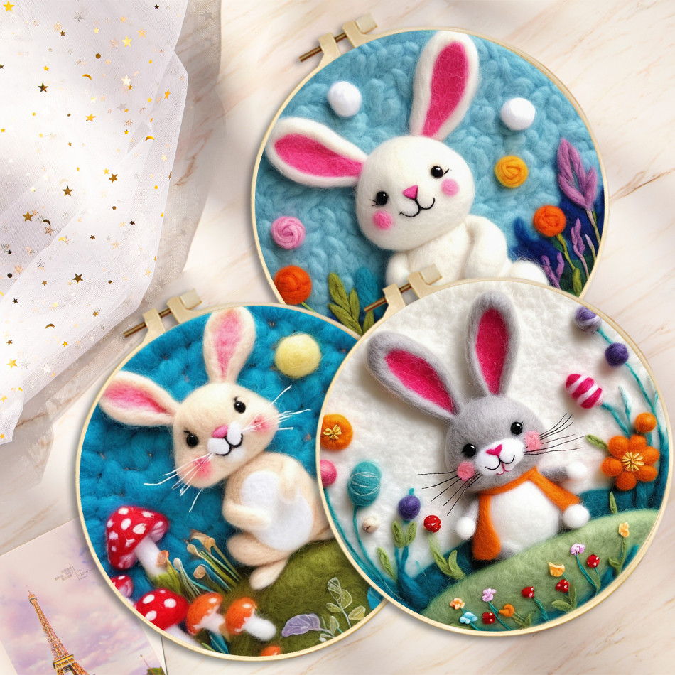 

Cute Rabbit Needle Felting Starter Kit Needle Felting Painting Kits For Adults Diy Creative Making Wool Felt Kit Home Art