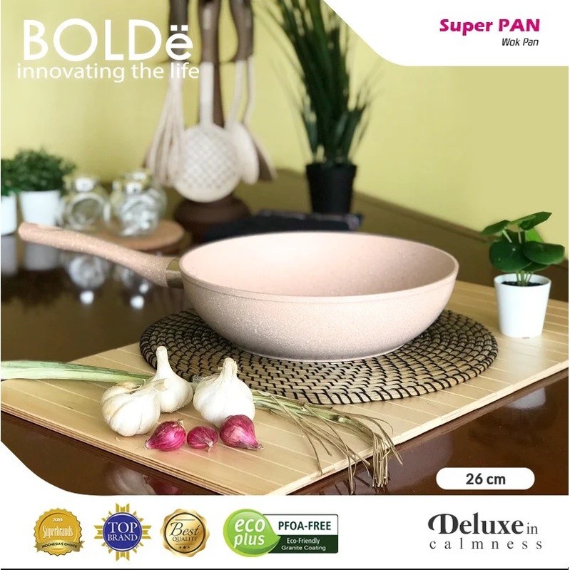 Wajan Super Pan Bolde Wok Pan 26 CM Granite Coating Bolde