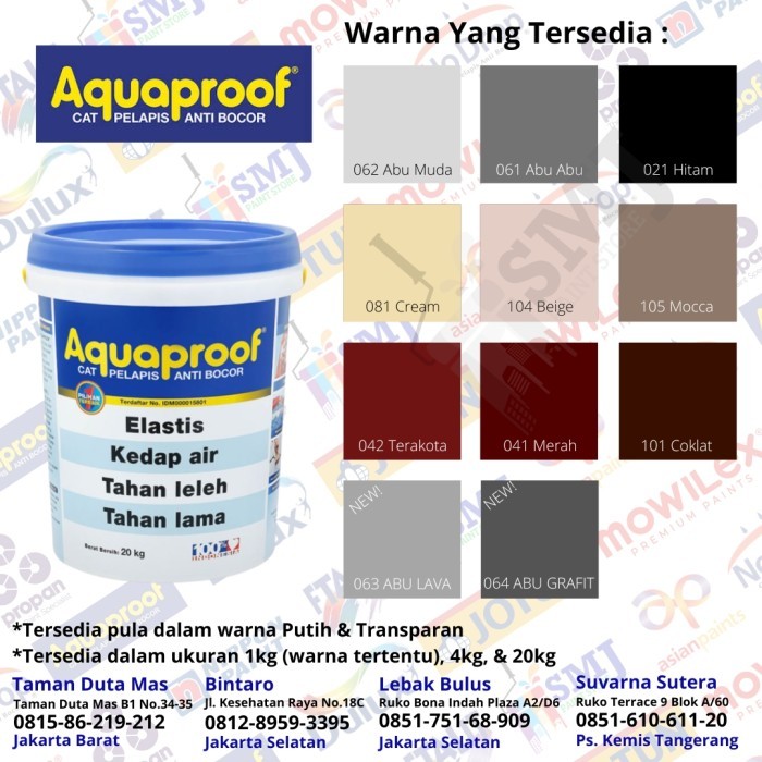 Cat Tembok Anti Bocor Waterproofing AQUAPROOF warna Mocca / Moka 4kg