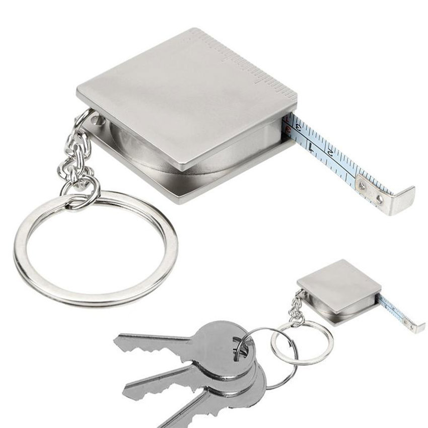 Mini Gantungan Kunci Meteran Keychain Unik Stainless Steel Meteran Gulung Mini 150Cm Pengukur Jahit