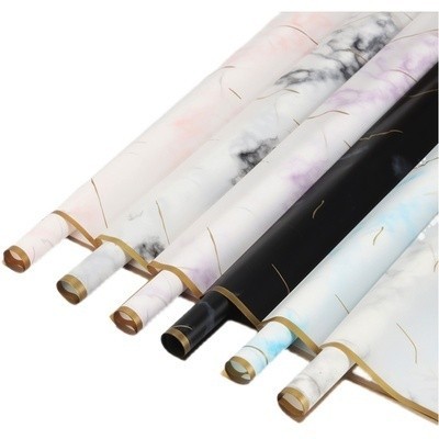 

Kertas Buket Bunga Cellophane Waterproof GOLD LINE MARBLE Flower Wrapping Paper KB014