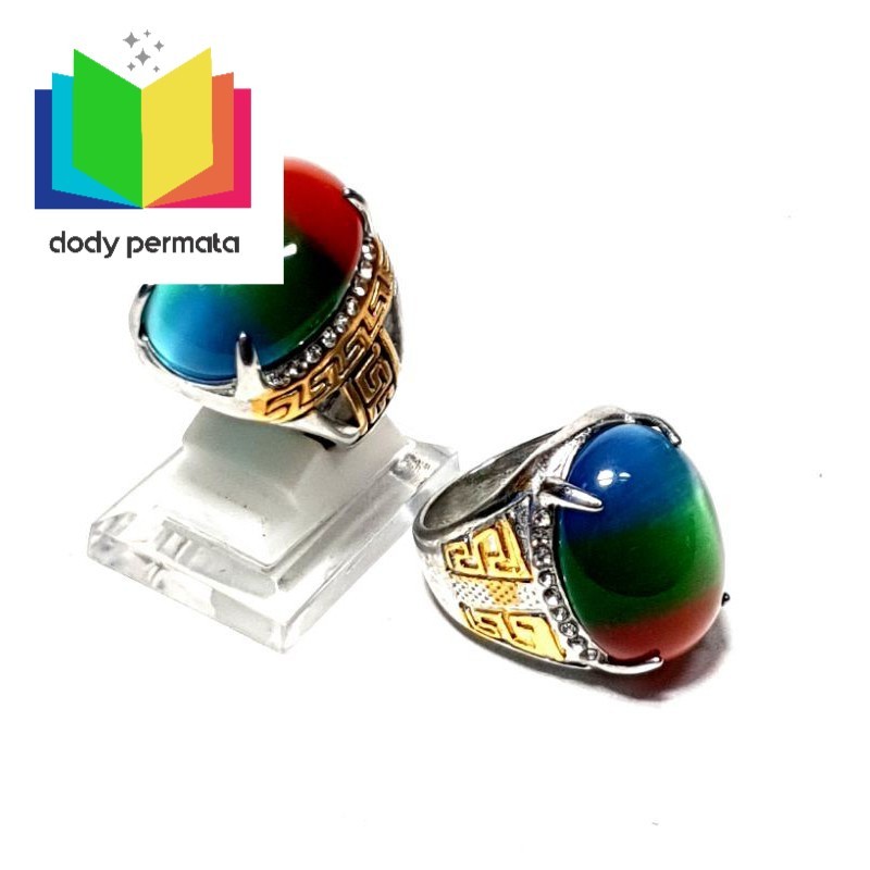 BATU AKIK TIGER EYE PELANGI JUMBO RING TITANIUM