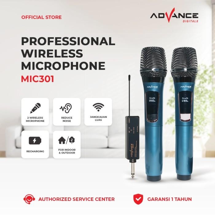 ADVANCE  MIC-301 Double Digital Mic Wireless Microphone Metalic Garansi Resmi & 100% ORI