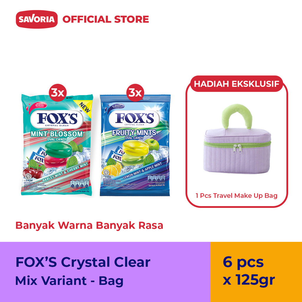

FOX'S Mix Variant Bag - 6 Pcs x 125g + 1 Pcs Travel Make Up Bag