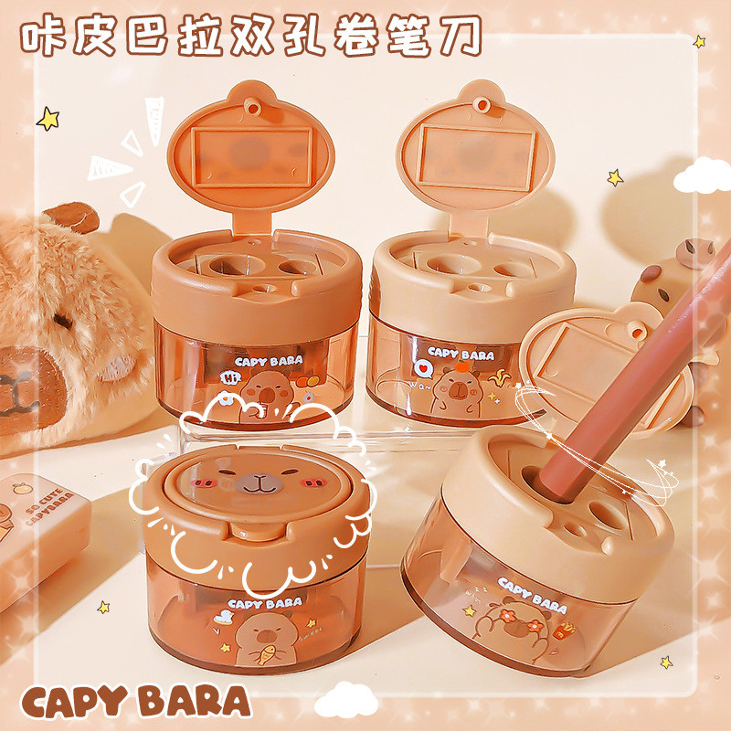 

Creative kawaii Capybara Double Hole Pencil Sharpener Pencil Cutting Tools Cute Stationery Student Back To School Supplies