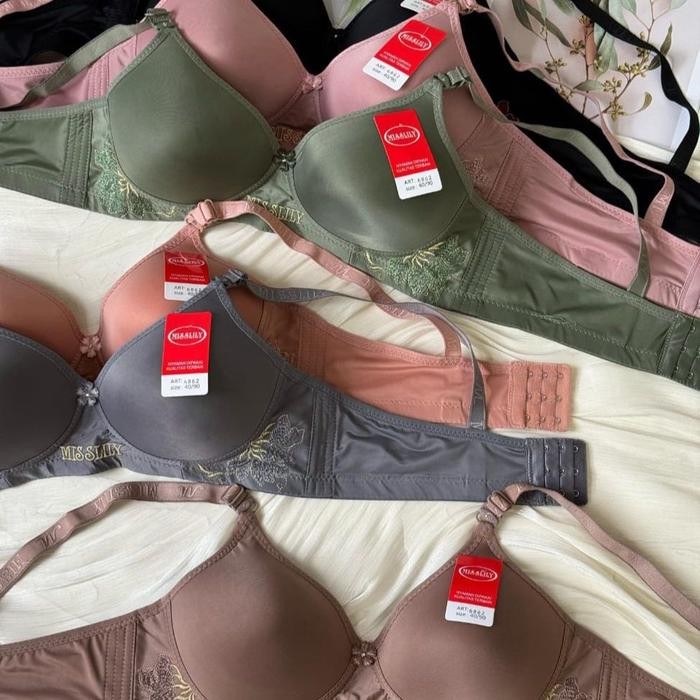 ( PAKET ISI 6 ) BRA ROUMEI MISSLILY TOYAZI KAXILIMAN SIZE 36-42 TANPA KAWAT KAIT 3 polos bh busa lem