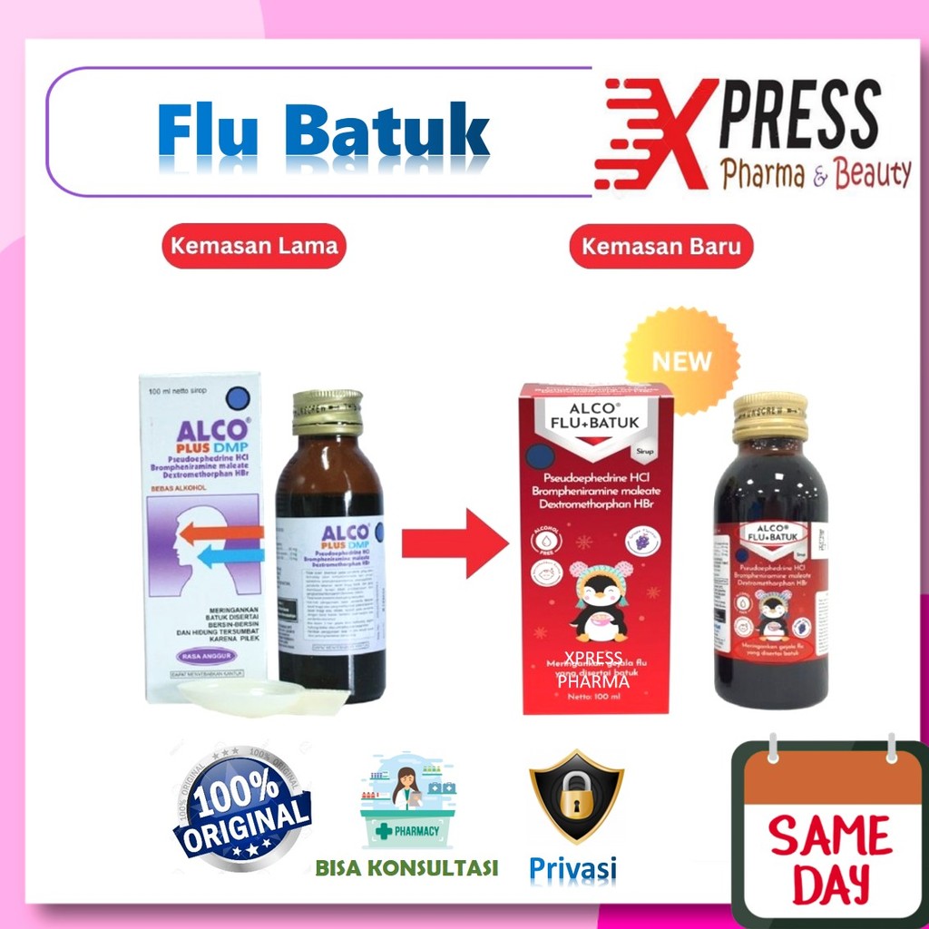 XPRESS  SYRUP  STD / DMP Alco Plus Obat Sirup Untuk Pilek Flu Hidung Tersumbat Batuk Alko