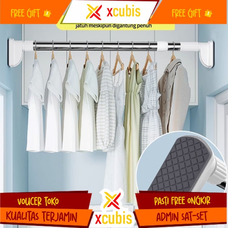 Tiang Jemuran Baju Gantungan 50-240cm Stainless Steel Fleksibel Tiang Gorden Fleksibel Tiang Jemuran