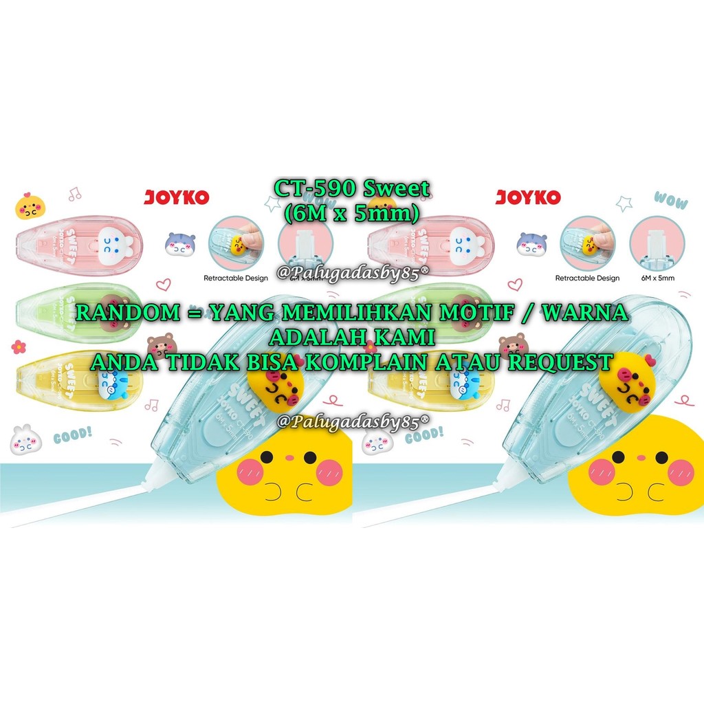 

(1 Biji) GROSIR Correction Tape JOYKO CT-590 Sweet (6M x 5mm) / Pita Koreksi Joyko CT-590 (1 Biji)