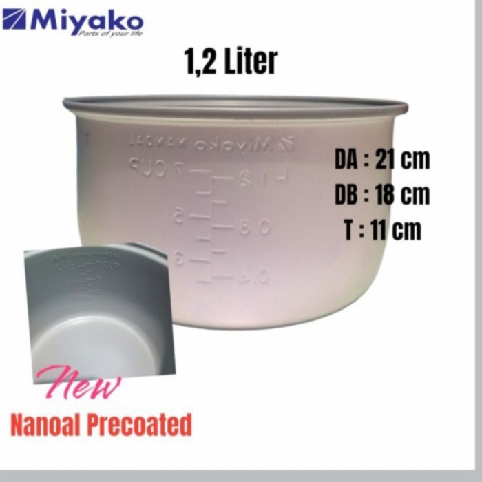 ATMAS Panci Rice Cooker Miyako Nanoal Anti Lengket 0,6L/1,2L/1,8 Liter untuk Magic Com Miyako MCM 60