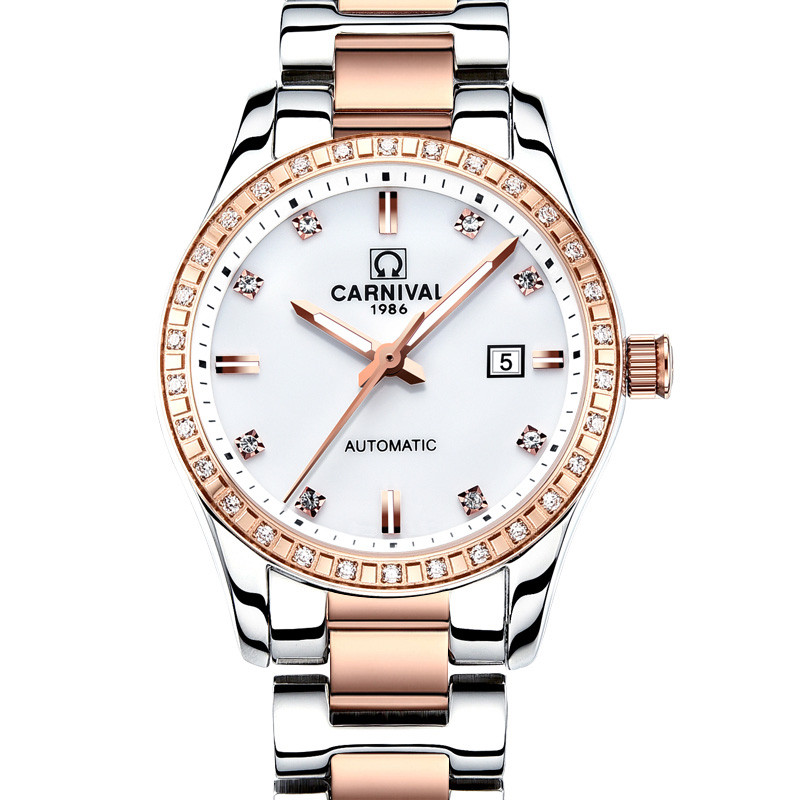 Montre femme 2025 CARNIVAL Automatic Watch Women Calendar Fashion Women Watches Luminous Waterproof 